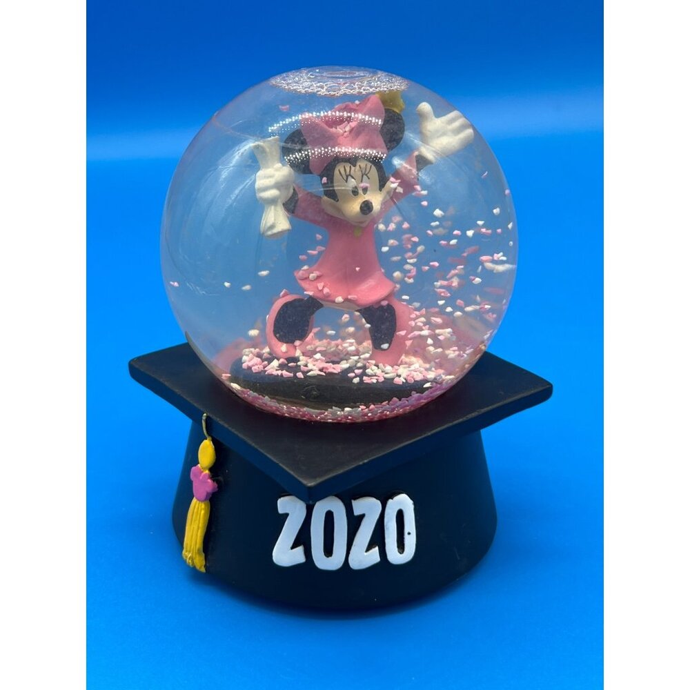 Disney 2020 Minnie Mouse Graduation Snow Globe With Wind-Up Musical Module